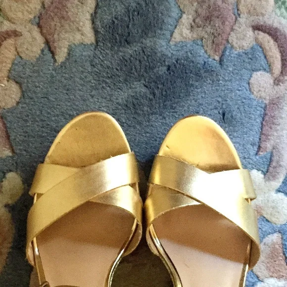 Gold Wedge Sandals - Picture 2 of 4